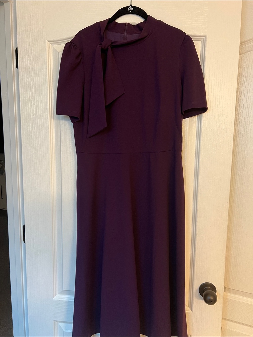 London Style Plum Tie-Neck Midi Dress